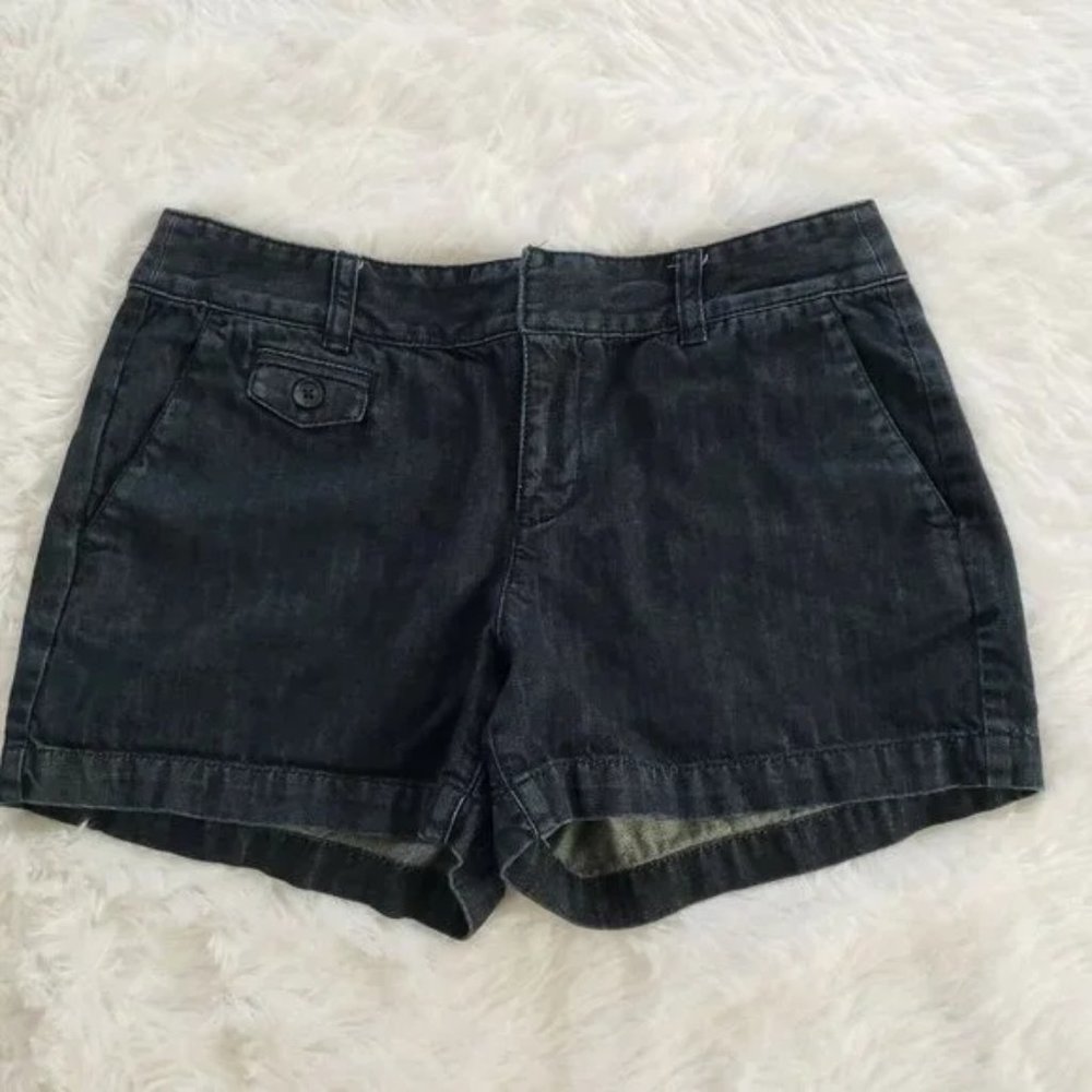 Loft Women's Shorts Size 4 Denim Mid Rise Pockets Dark Wash 100% Cotton